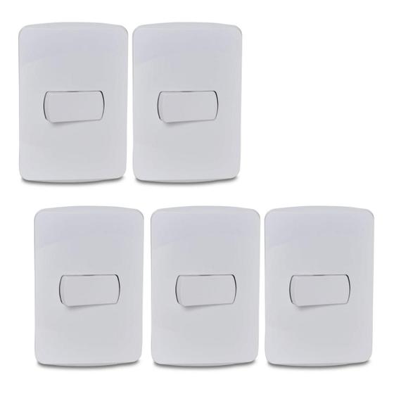 Imagem de Kit 5 Unidades MG B3 Conj 1 Int Simples 4x2 10A 250V Branco