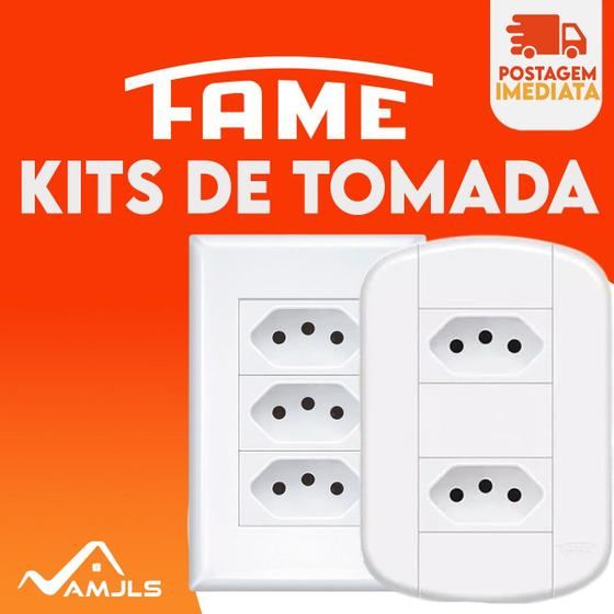 Imagem de Kit 5 unidades Tomadas 10A/20A Interruptores Simples linha evidence  Fame