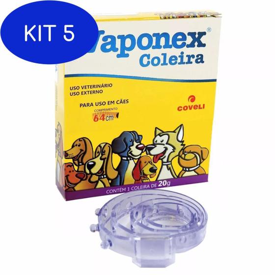 Kit 5 Vaponex Coleira Para Caes Anti Pulgas E Carrapatos 64Cm - Neon Pet Shop Imagem de Kit 5 Vaponex Coleira Para Caes Anti Pulgas E Carrapatos 64Cm