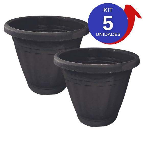 Imagem de Kit 5 Vaso grande Redondo Terracota de Jardim Planta Grandes Casa Mudas 15 litros