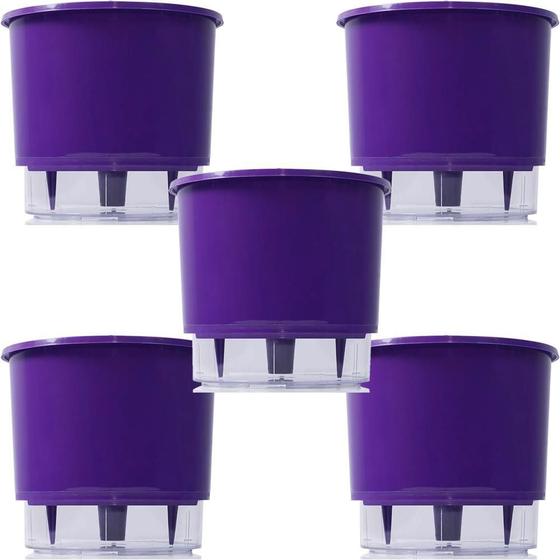 Imagem de Kit 5 Vaso Raiz Autoirrigavel N3 16X14 Roxo Plantas Temperos