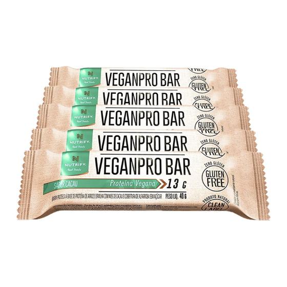 Imagem de Kit 5 Veganpro Bar Nutrify Barra de proteína Vegana Cacau Und