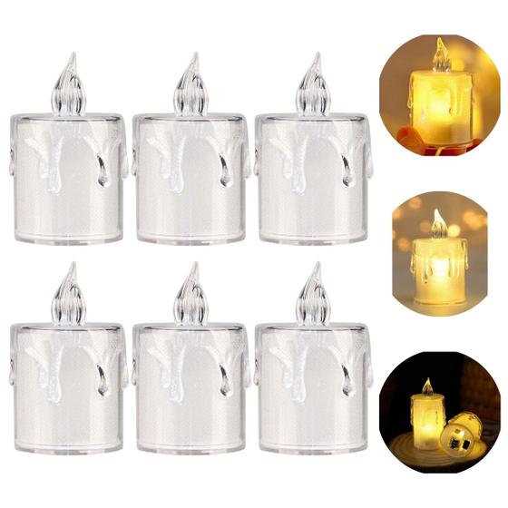 Imagem de Kit 5 Velas LED Transparente Luz Eletrônica Decoração 6,5cm