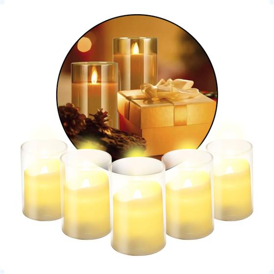 Imagem de Kit 5 Velas No Copo Decorativa Led Pequena Chama Artificial