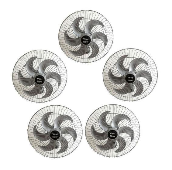 Imagem de Kit 5 Ventiladores Parede Oscilante 50Cm Prata