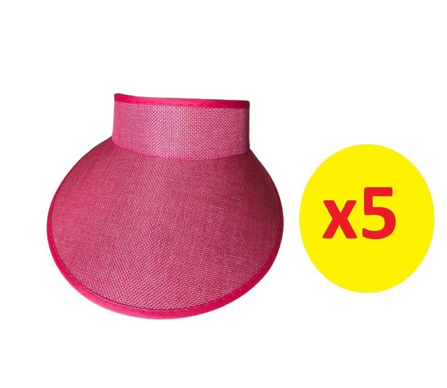 Imagem de Kit 5 Viseiras Tiara Arco Rosa Aba 12Cm Com Elástico Praia