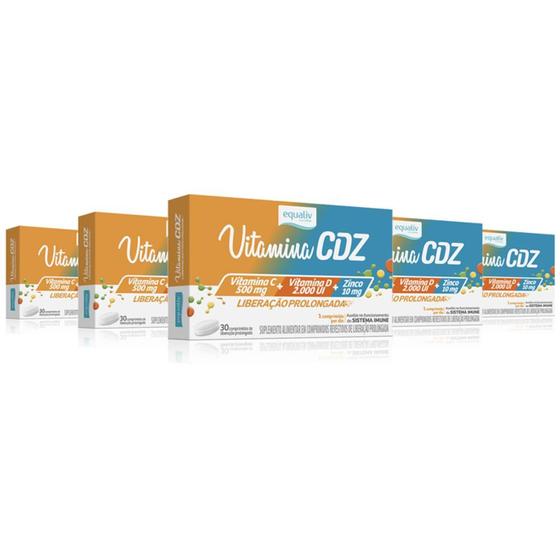 Imagem de Kit 5 Vitamina CDZ Zinco + C + D Equaliv 30 cápsulas