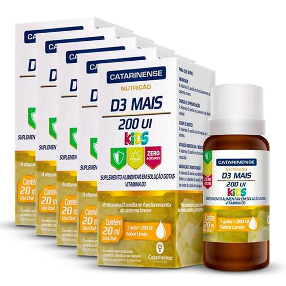 Imagem de Kit 5 Vitamina D3 Mais Kids 200 Ui Catarinense 20ml