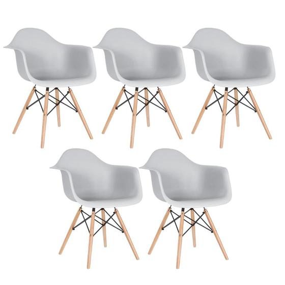 Imagem de KIT - 5 x cadeiras Charles Eames Eiffel DAW com braços - Base de madeira clara -