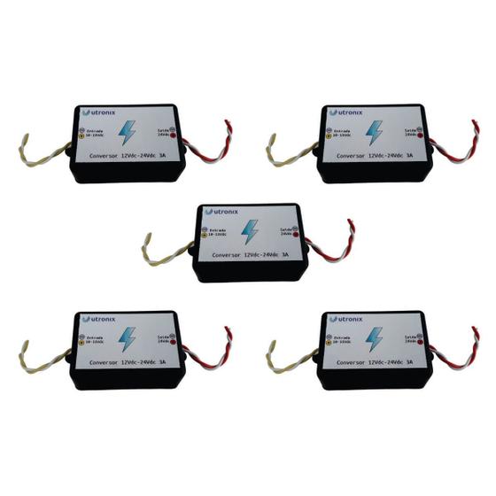 Imagem de Kit 5 x Conversor de tensão de 12V para 24V 3A universal