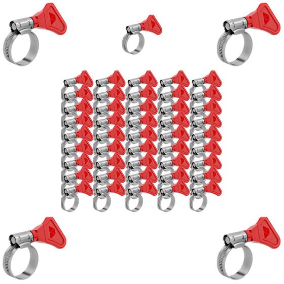 Imagem de Kit 50 Abracadeiras Aco Carbono Borboleta fita 9mm 19x27mm