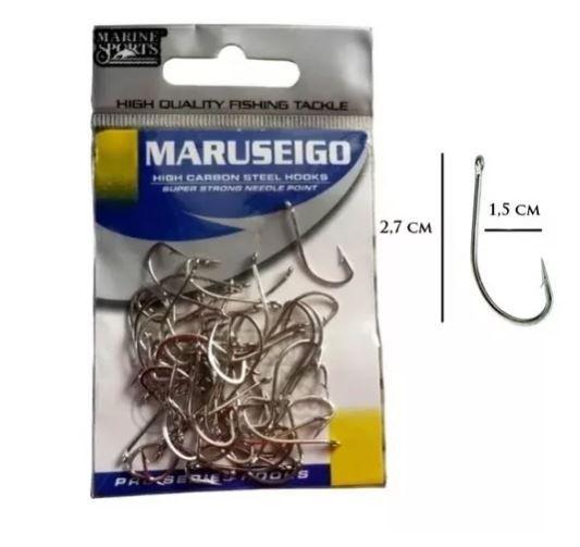 Imagem de Kit 50 Anzóis de Pesca Marine Sports Maruseigo Nickel N-18