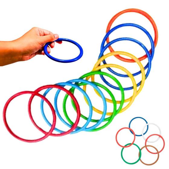 Imagem de Kit 50 Argolas Coloridas Brinquedo Educativo Jogo Festa Junina Arremesso Coordenação