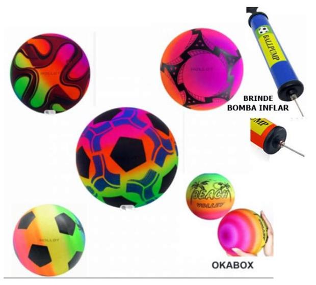 Imagem de Kit 50 Bola Vinil Infantil Colorida dente de leite + Bomba inflar