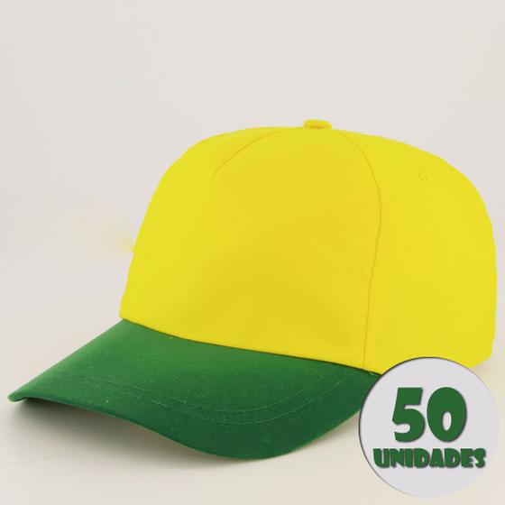 Imagem de Kit 50 Bonés Dras Sports Amarelo e Verde