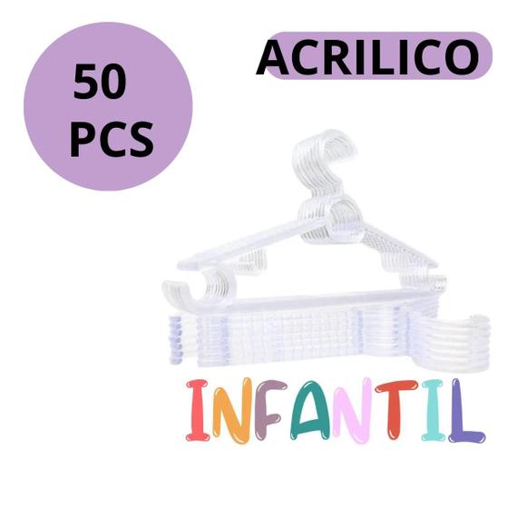 Imagem de KIT 50 Cabide Infantil Titureiro De Luxo Executivo Reforçado Organizar Roupas Closet -ACRILICO