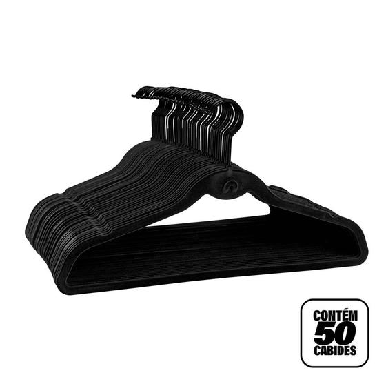 Imagem de Kit 50 Cabides De Veludo Slim Artiko All Black Antideslizante Ultrafino