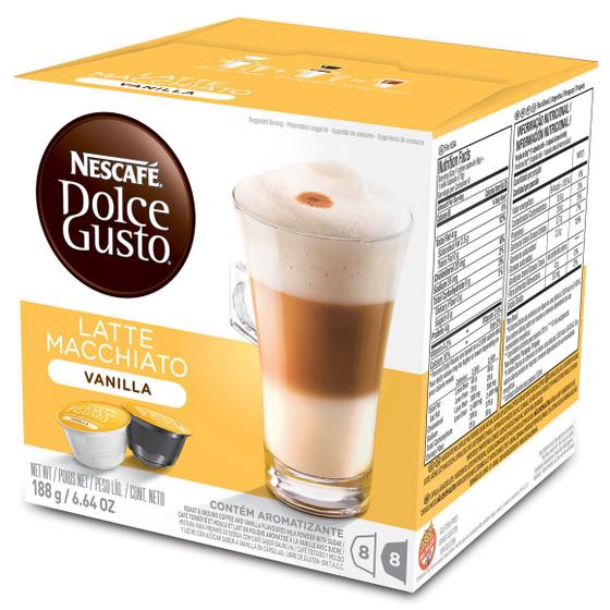 Kit 50 Cápsulas Dolce Gusto Vanilla Latte Macchiato Menor preço em Kit 50 Cápsulas Dolce Gusto Vanilla Latte Macchiato