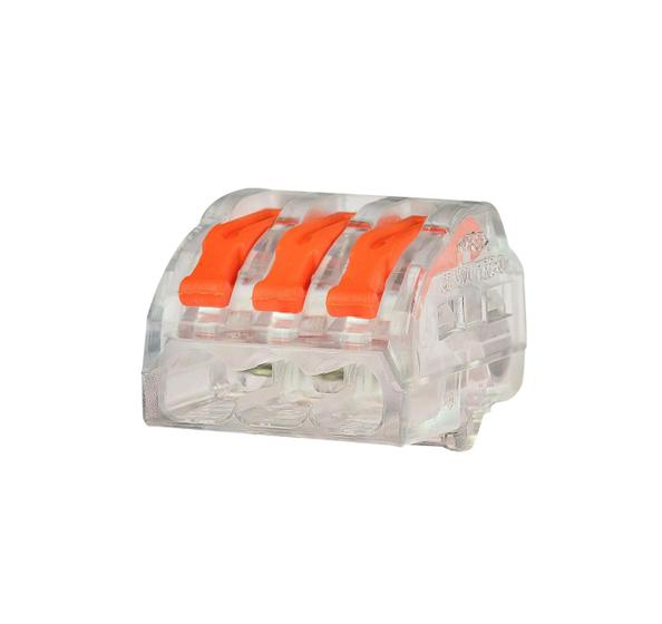 Imagem de Kit 50 Conector Elétrico Emenda Rápida Alavanca Borne 3 Fios