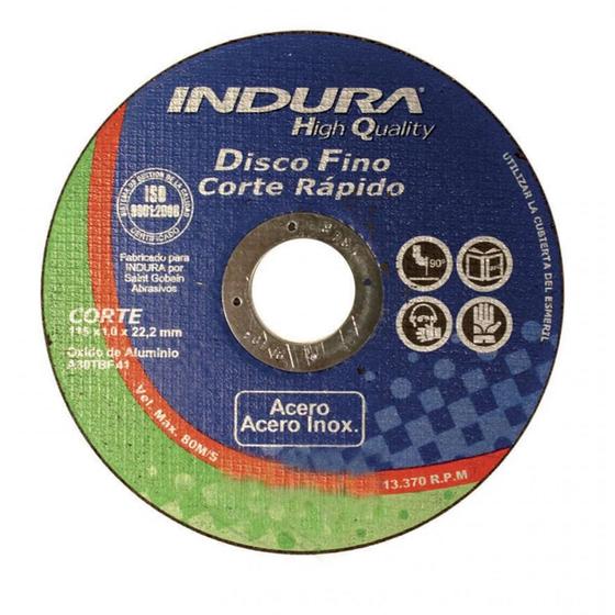 Imagem de Kit 50 Discos de corte Para Metal 115 mm x 1,0 mm x 22,23 mm INDURA