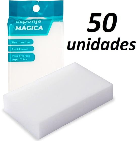 Kit 50 Esponja Mágica Bucha Melamina Tira Mancha Original Desengordura Limpeza Max Clean Menor preço em Kit 50 Esponja Mágica Bucha Melamina Tira Mancha Original Desengordura Limpeza Max Clean