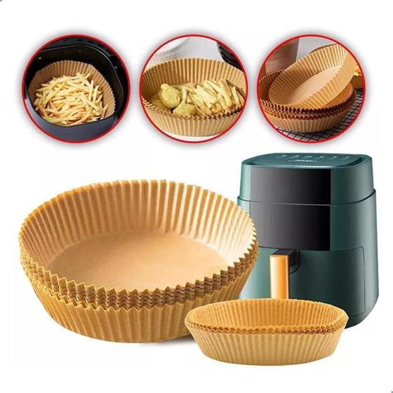 Imagem de Kit 50 Forma De Papel Descartável Air Fryer Fritadeira 22Cm