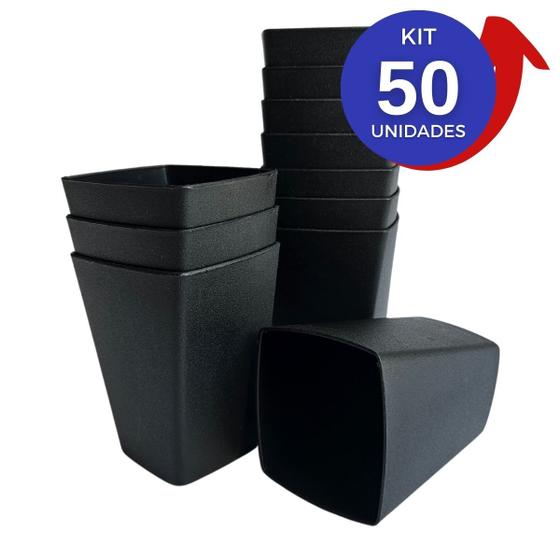 Imagem de Kit 50 Jogo Copos Descartável Festa Balada 300ml Preto Brilho