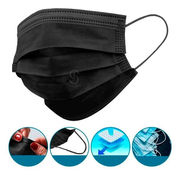 Kit 50 máscara descartável adulto clipe nasal tripla camada Menor preço em Kit 50 máscara descartável adulto clipe nasal tripla camada