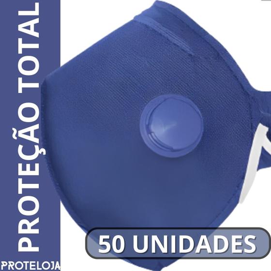 Imagem de Kit 50 Mascara Respirador Pff2 N95 Trabalho Profissional Pintor Poeira Pó Gesso Madeira Proteção Respiratória Hospitalar C Válvula Anatômica