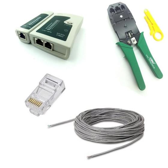 Kit 50 Metros de Cado rede Nexans + Alicate de crimpar + Testador Lan + 10 Plugs RJ45 Menor preço em Kit 50 Metros de Cado rede Nexans + Alicate de crimpar + Testador Lan + 10 Plugs RJ45