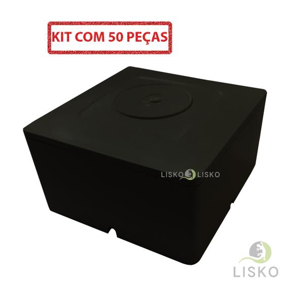 Imagem de Kit 50 Pçs Caixa Sobrepor Cftv Quadrada Preta 8,5x8,5x4,5cm