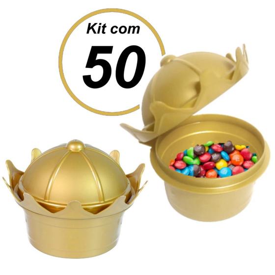 Imagem de Kit 50 Pote de Lembrancinhas Coroa p/ Festa e Aniversário Dourado