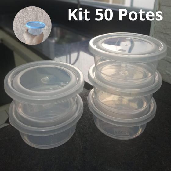 Imagem de Kit 50 Potes Mini Redondos Promocional BPA FREE fitness