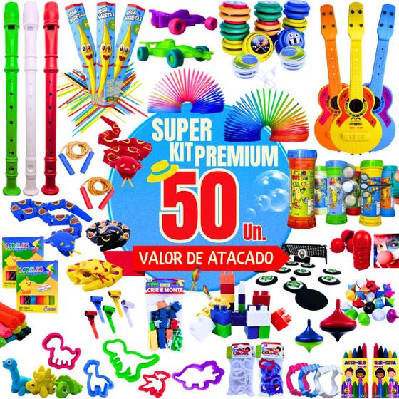 Imagem de Kit 50 Prenda Lembrancinha Para Festa Infantil Sacolinha Aniversário Mini Brinquedos Doação Criança