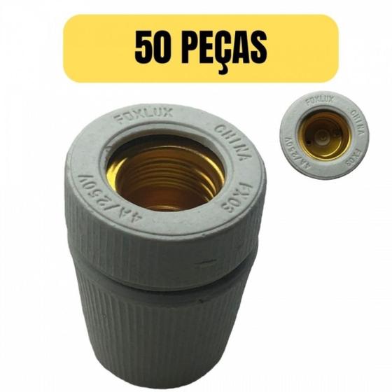 Imagem de Kit 50 receptaculo bocal soquete porcelana louca e27 tempo foxlux