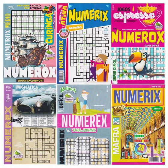 Imagem de Kit 50 Revistas Passatempos Numerix Numerex Numerox Números Sem Repetir  Jogos Raciocínio Lógico Memória