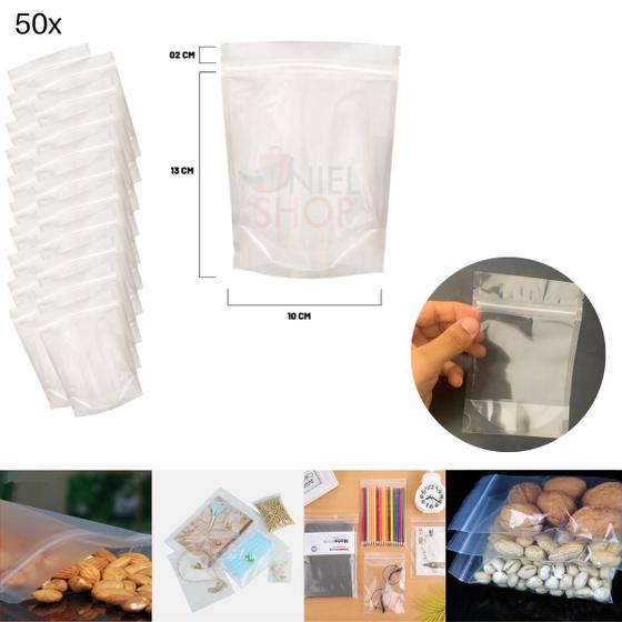 Imagem de Kit 50 Saquinho Zip Lock Resistente Alta Qualidade 9x14