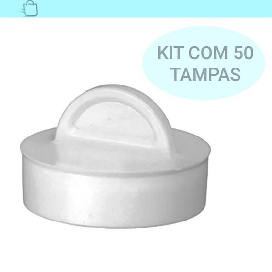 Imagem de Kit 50 Tampas Plástica Para Válvula Tanque Pia Escoamento