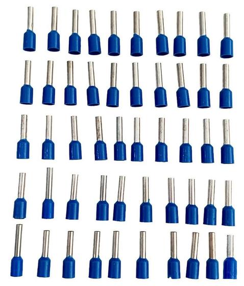 Imagem de Kit 50 Terminal Tubular Pré Isolado Simples 2,5mm² Azul