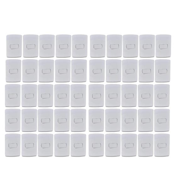 Imagem de Kit 50 Unidades MG B3 Conj 1 Int Simples 4x2 10A 250V Branco