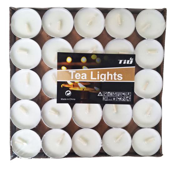 Imagem de Kit 50 Velas Botão Pequenas Rechaut Tea Light Parafina Decoração Sala Natal