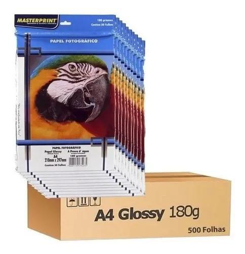 Imagem de Kit 500 Folhas Papel Fotográfico Foto A4 Glossy Brilho 180g