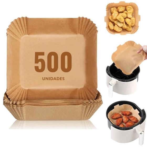 Imagem de Kit 500 Papel Descartável Air Fryer Antiaderente Grande