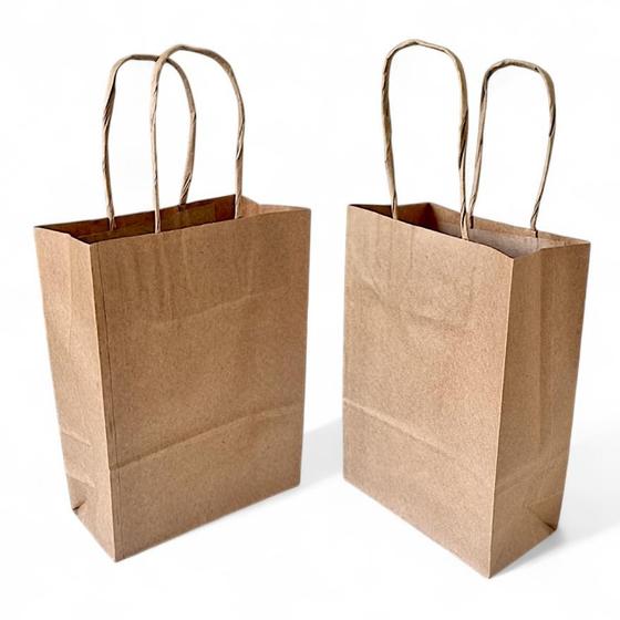 Imagem de Kit 500 Sacolas Pequenas de Papel Kraft 15x23x8 - Resistentes para Delivery e Produtos Compactos
