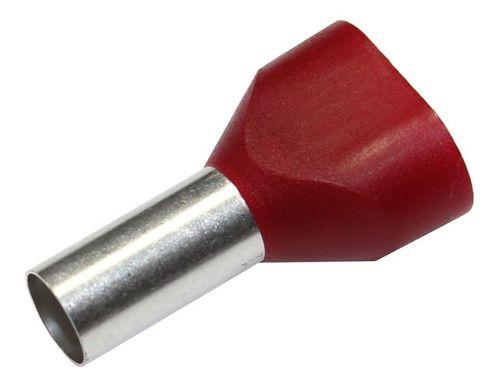 Imagem de Kit 50pç Terminal Elétrico Ilhós Tubular Duplo 10mm Vermelho