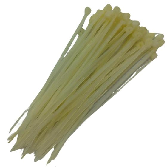 Imagem de Kit 50pçs abraçadeira nylon 9,5mm x 0,2mm cable tie 4'' cor creme