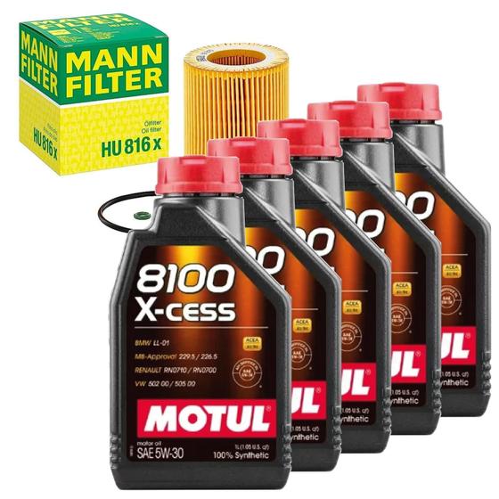 Imagem de Kit 5l Óleo Motul 8100 Gen2 5w30 + Filtro Mann Para Bmw 325i