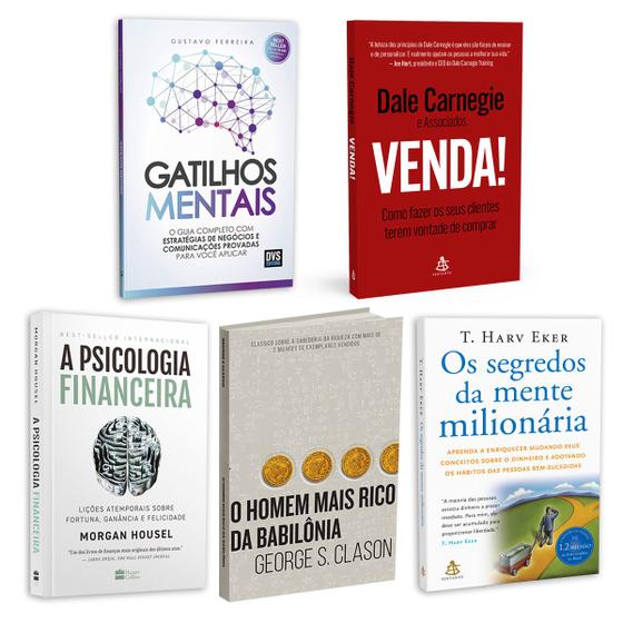 Imagem de Kit 5livros, Gatilhos Mentais, Psicologia Financeira, Homem Mais Rico da Babilônia, Segredos da Mente Milionária, Venda!
