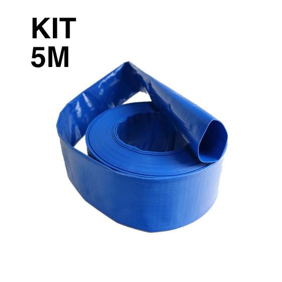 Imagem de Kit 5m Mangueira Flat Azul 1.1/2" - Transpower