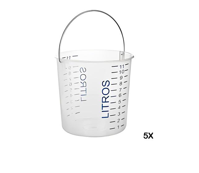 Imagem de Kit 5nd Balde Plástico Graduado Transparente 12L com Alça